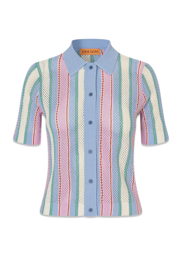 Crochet Polo - Pastel Stripes-Blouses-Stine Goya-Butler Loftet
