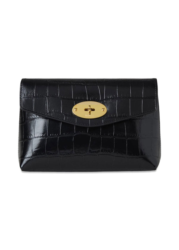 Darley Cosmetic Pouch - Black Shiny Small Croc-Wallet/Purse-Mulberry-Butler Loftet