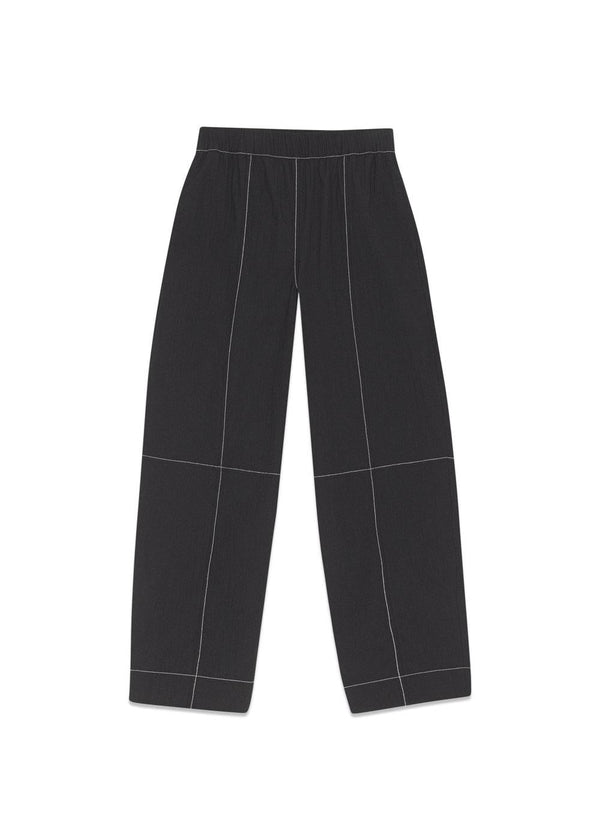 Elasticated Curve Pants - Black-Pants-Ganni-Butler Loftet