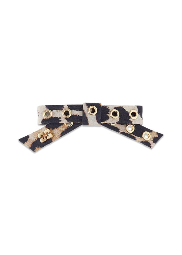 Eyelet Bow Barrette Nylon - Leopard-Accessories-Ganni-Butler Loftet
