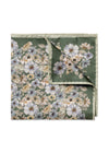 Floral Tussah Silk Pocket Square - Dark Green