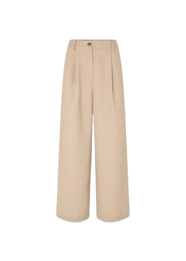 GaleMD 2 wide pants - Beige Melange-Pants-Modström-Butler Loftet