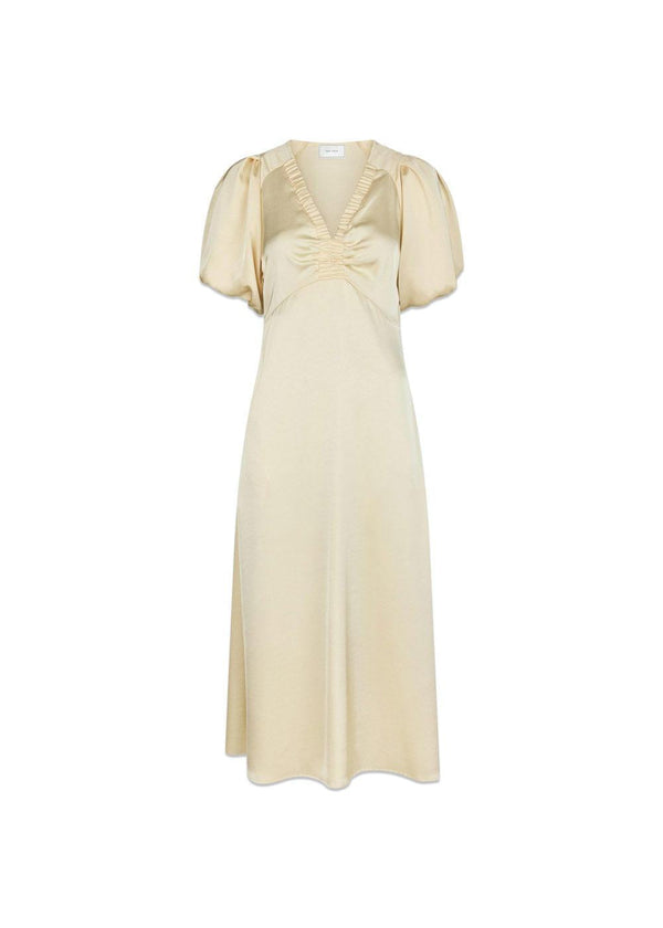 Illana Heavy Sateen Dress - Light Yellow-Dress-Neo Noir-Butler Loftet
