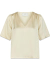 Largo Heavy Sateen Blouse - Light Yellow-Blouses-Neo Noir-Butler Loftet