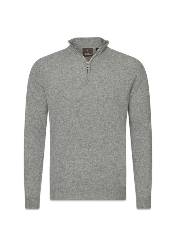 Patton Half Zip - Grey Melange-Knitwear-Oscar Jacobson-Butler Loftet