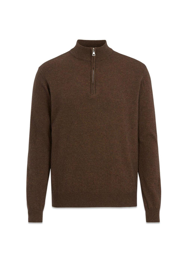 Patton Half Zip - Mud Brown-Knitwear-Oscar Jacobson-Butler Loftet