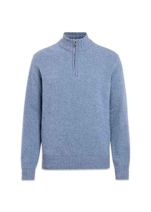 Paul Half Zip - Atlantic Blue-Knitwear-Oscar Jacobson-Butler Loftet
