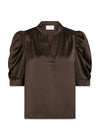 Roella Heavy Sateen Blouse - Dark Brown-Blouses-Neo Noir-Butler Loftet
