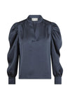 Rosslyn Heavy Sateen Blouse - Midnight Blue-Blouses-Neo Noir-Butler Loftet