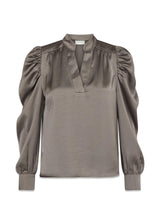 Rosslyn Heavy Sateen Blouse - Warm Grey-Blouses-Neo Noir-Butler Loftet