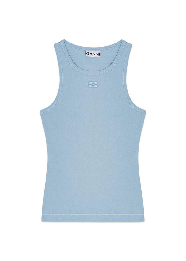 Soft Cotton Rib Tank Top - Soft Chambray