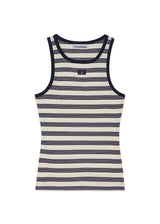 Striped Soft Cotton Rib Tank Top - Sky Captain