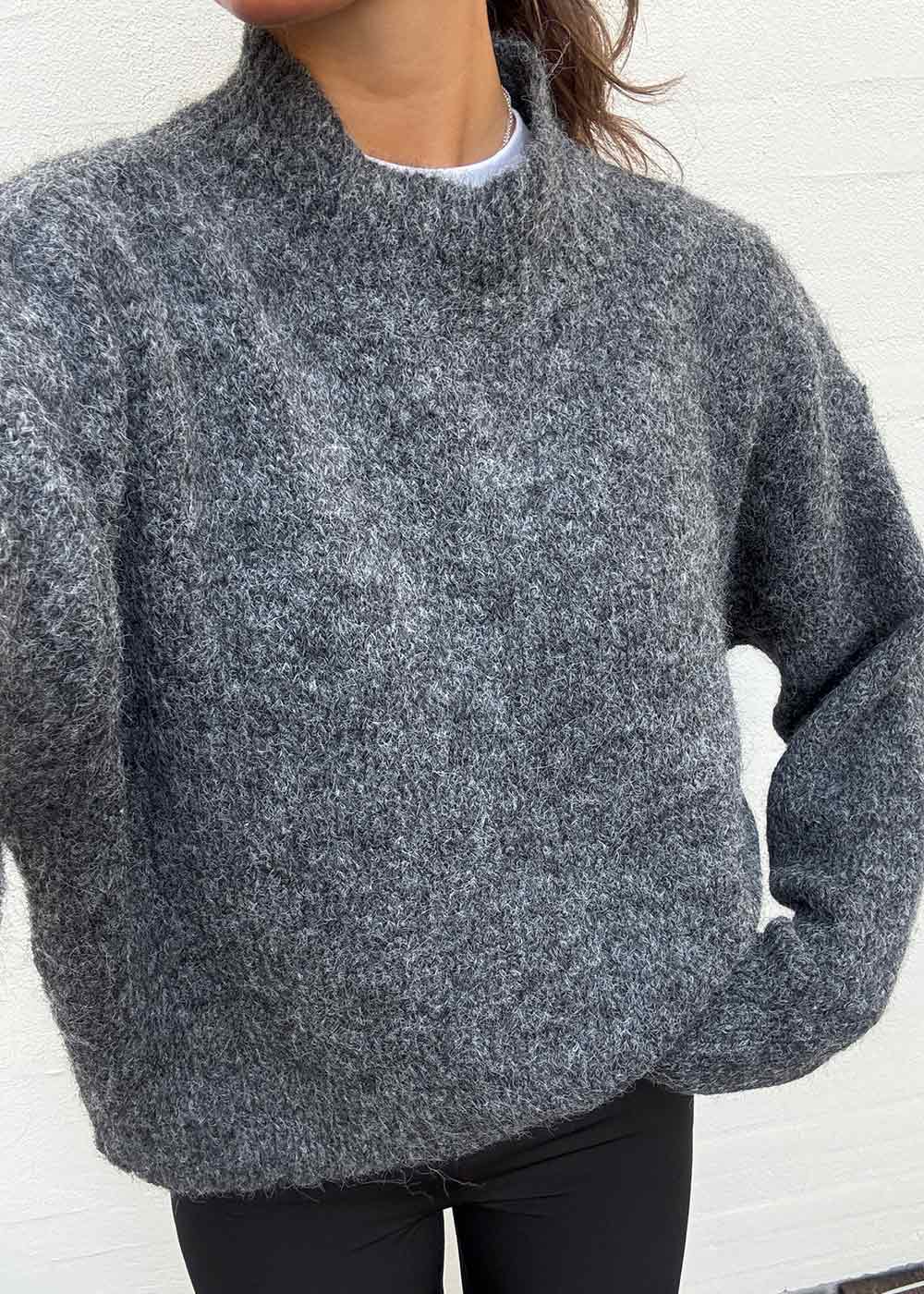 Paulina Fluffy Knit Blouse - Antracit