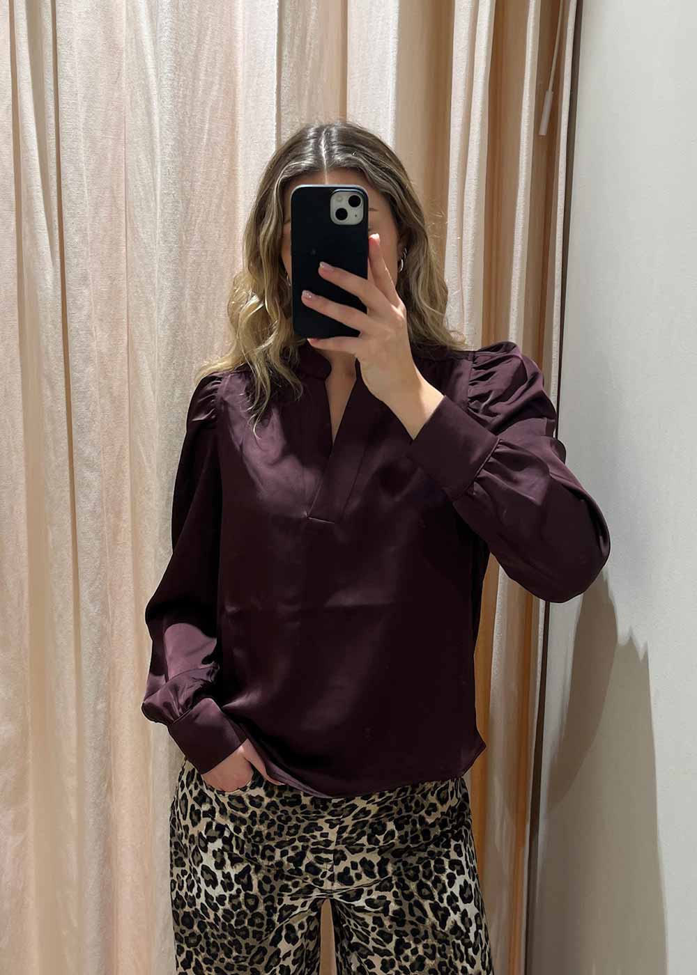 Rosslyn Heavy Sateen Blouse - Burgundy