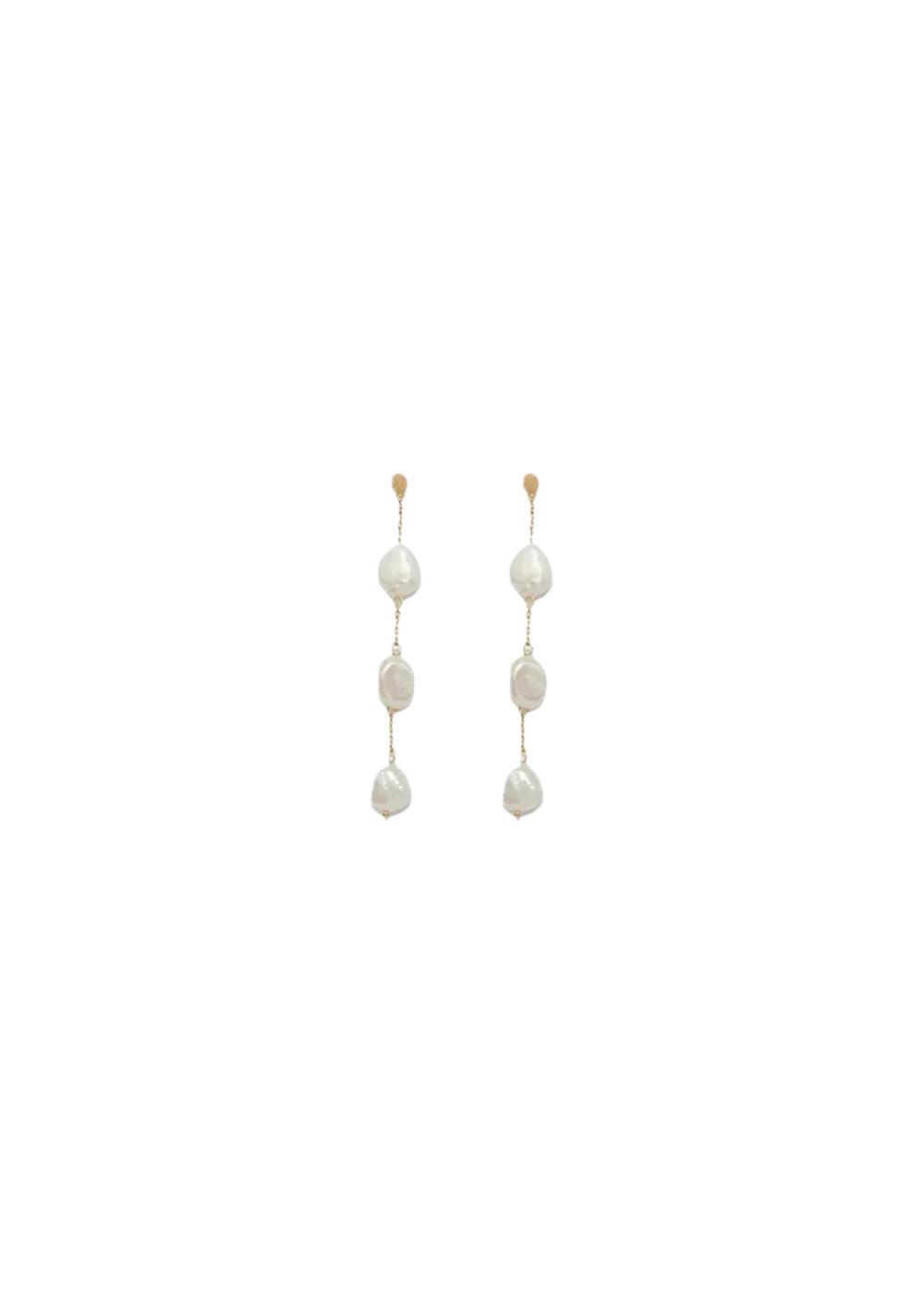 3-pearls earchain - 18C Gold Plated