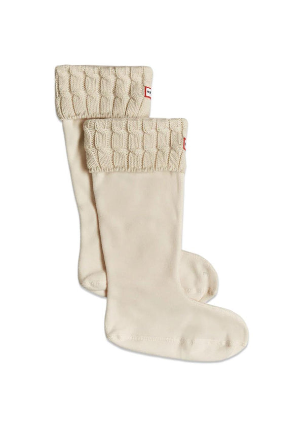 6 STITCH CABLE TALL BOOT SOCK - Hunter White-Accessories-Hunter-Butler Loftet