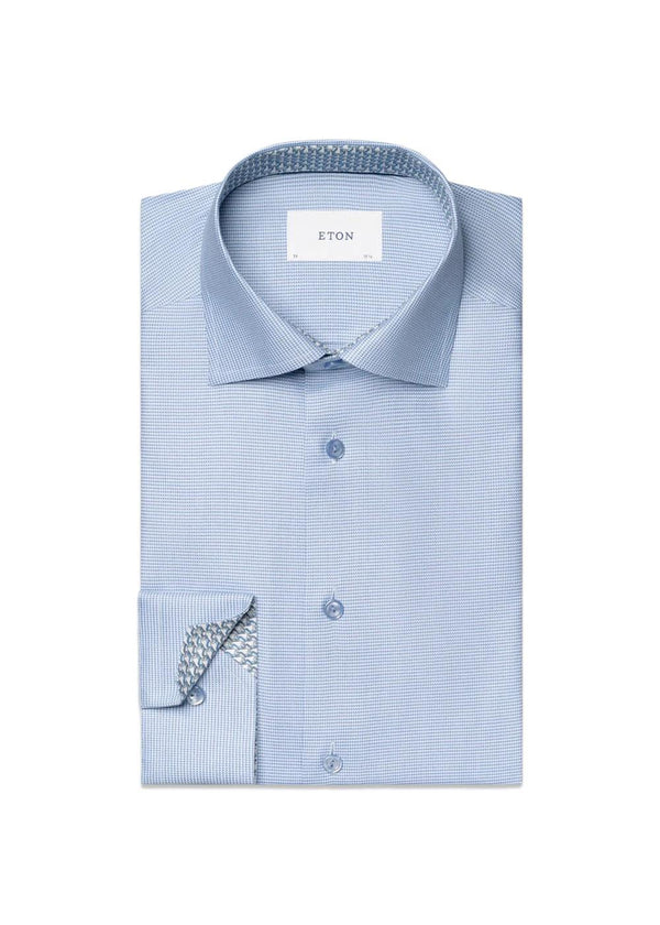 Slim Semi Solid Effect Dobby Shirt - Light Blue