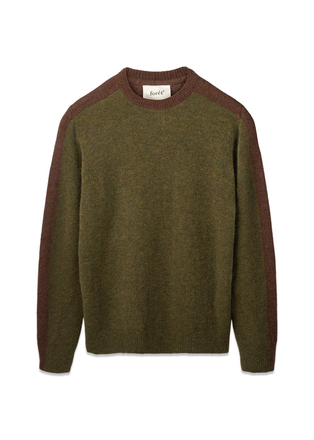 ALPINE CONRAST KNIT - Army/Brown-Knitwear-Forét-Butler Loftet