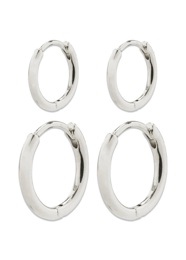 ARIELLA hoop earrings 2-in-1 set silver-plated - Silver Plated-Jewellery-Pilgrim-Butler Loftet
