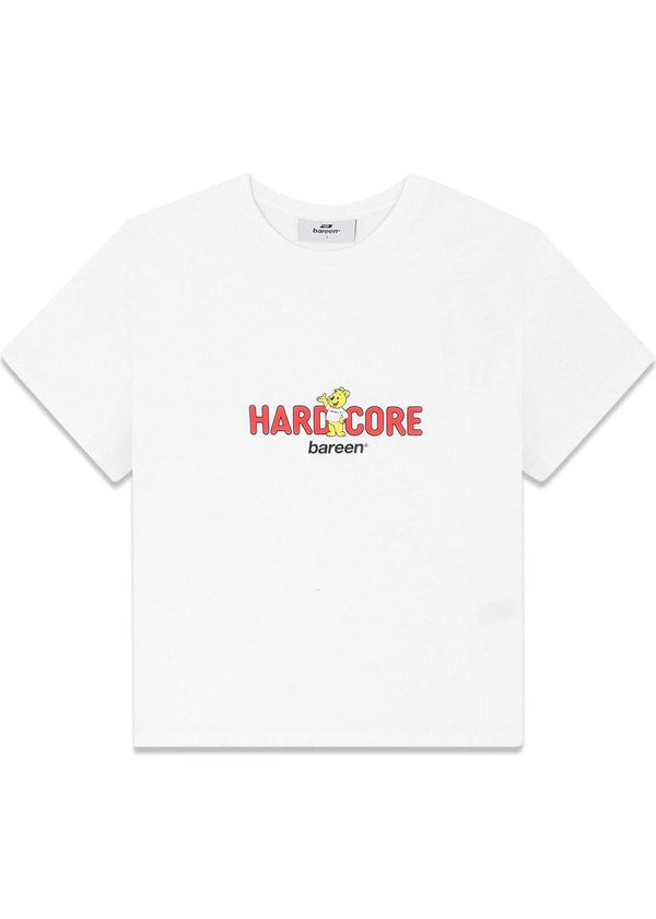AW26 HARDCORE WOMENS CROPPED T-SHIRT - White-T-shirts-Bareen-Butler Loftet