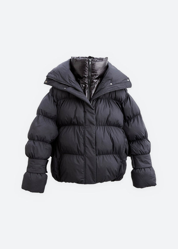 Aki double Collar Jacket - Black