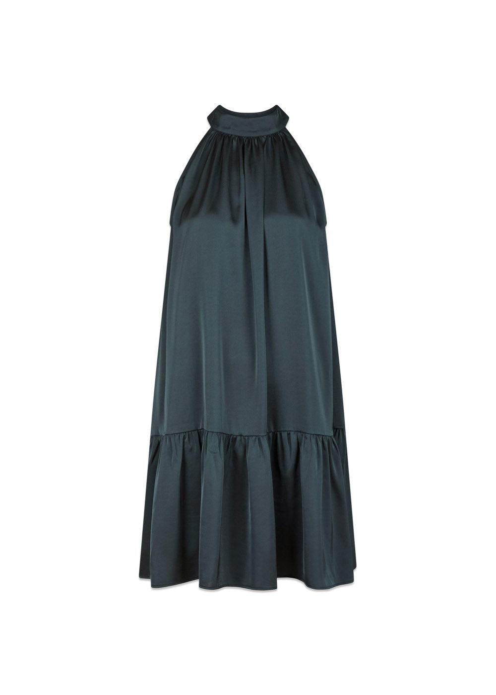 Aladia Drapy Satin Dress - Dark Blue