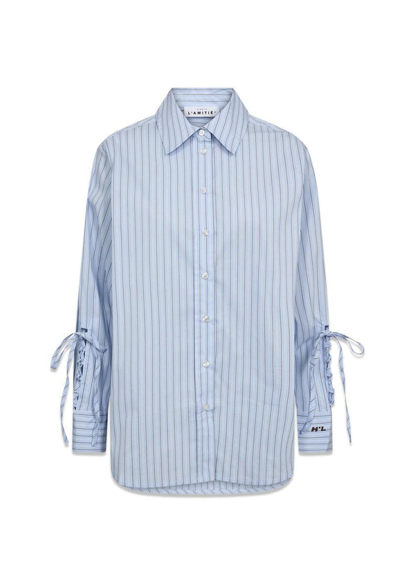 Alvina Tie Stripe Shirt - Pale Blue-Shirts-HAUTE L’AMITIÉ-Butler Loftet