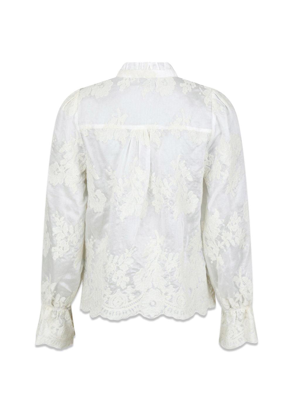 Amara Big Embroidery Blouse - Off White