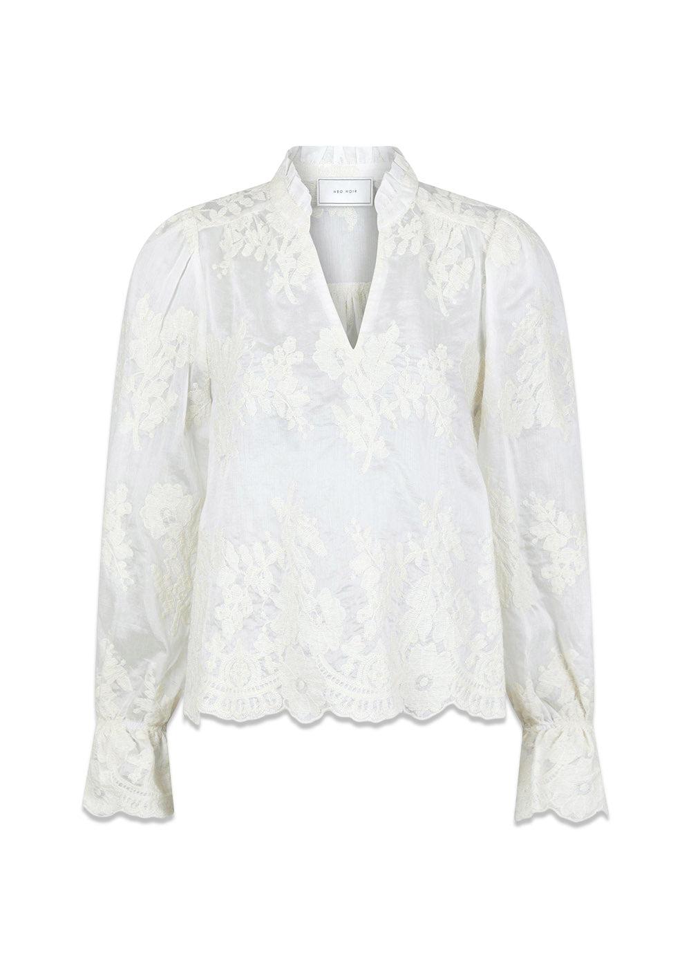 Amara Big Embroidery Blouse - Off White