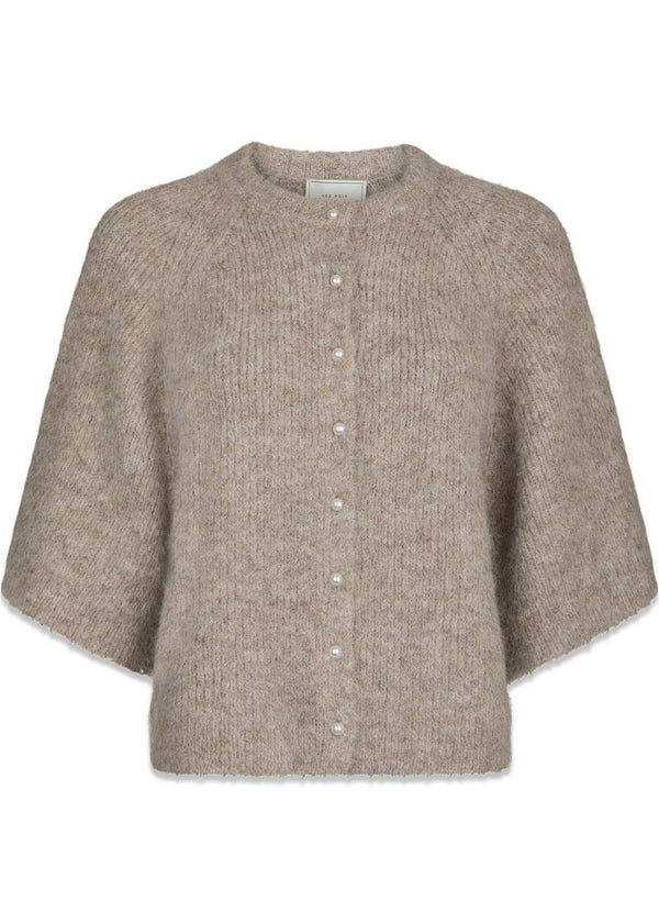 Amaya Fluffy Knit Cardigan - Beige Melange-Knitwear-Neo Noir-Butler Loftet
