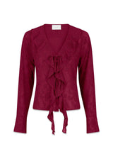 Anika Burnout Blouse - Burgundy-Blouses-Neo Noir-Butler Loftet