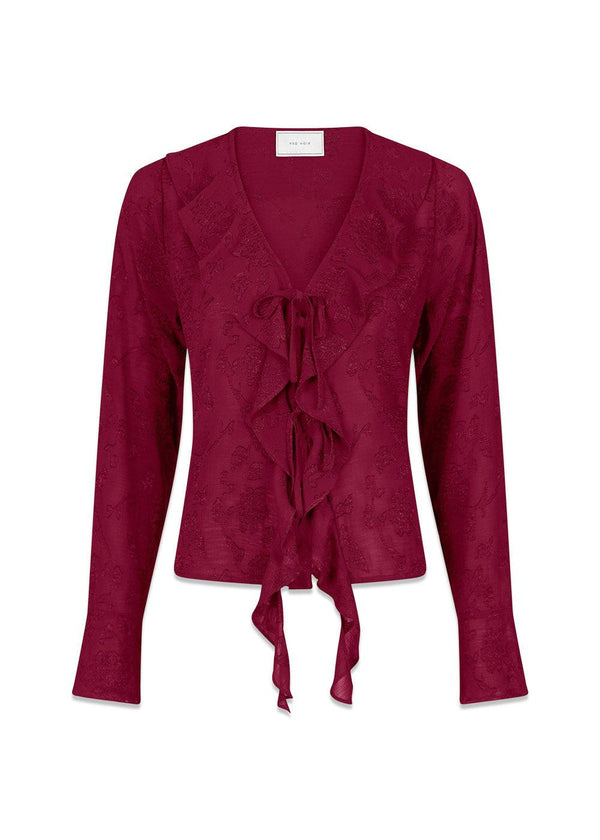 Anika Burnout Blouse - Burgundy-Blouses-Neo Noir-Butler Loftet