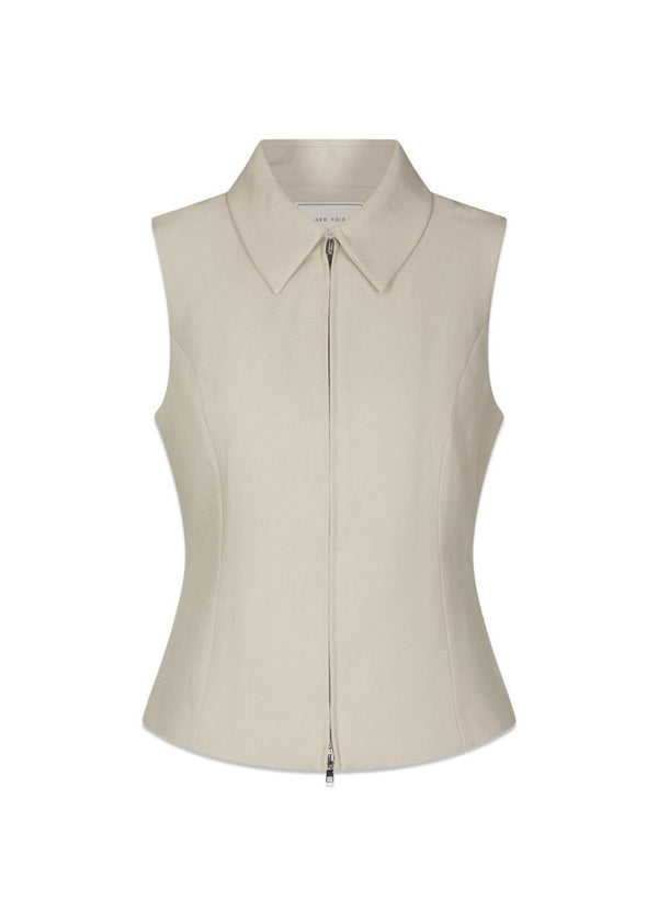 Annabella Structure Waistcoat - Creme-Top-Neo Noir-Butler Loftet