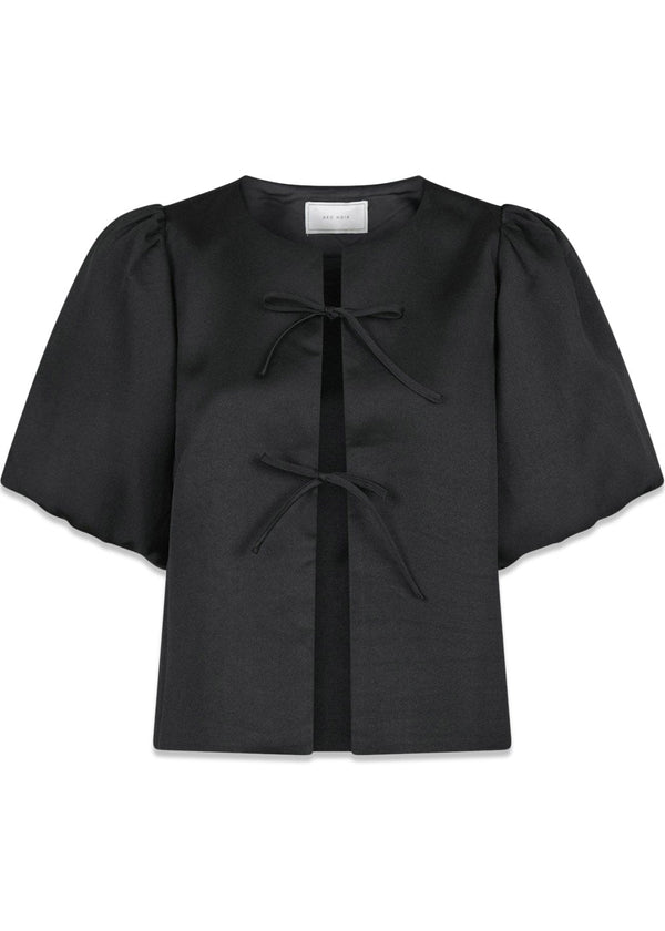 Aska Dull Satin Blouse - Black