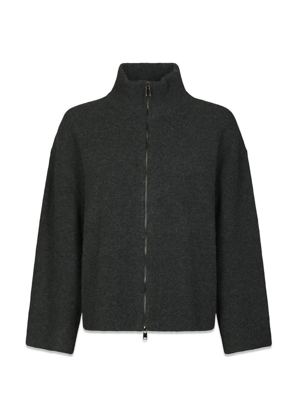 Asley Zip Knit Cardigan - Antracit-Knitwear-Neo Noir-Butler Loftet
