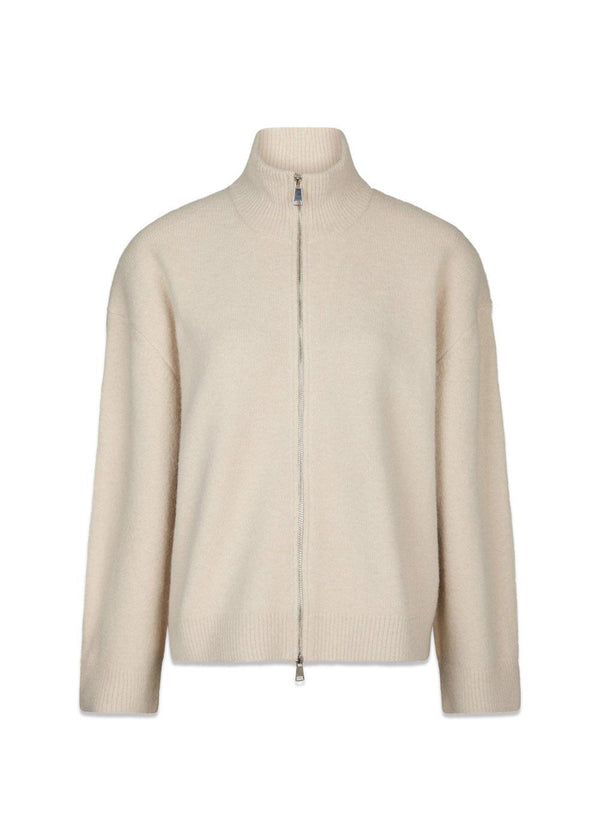 Asley Zip Knit Cardigan - Ivory-Knitwear-Neo Noir-Butler Loftet