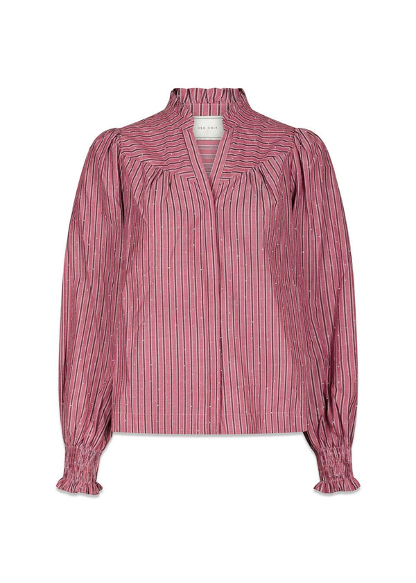 Astrida Soft Stripe Stone Blouse - Dark Rose-Blouses-Neo Noir-Butler Loftet