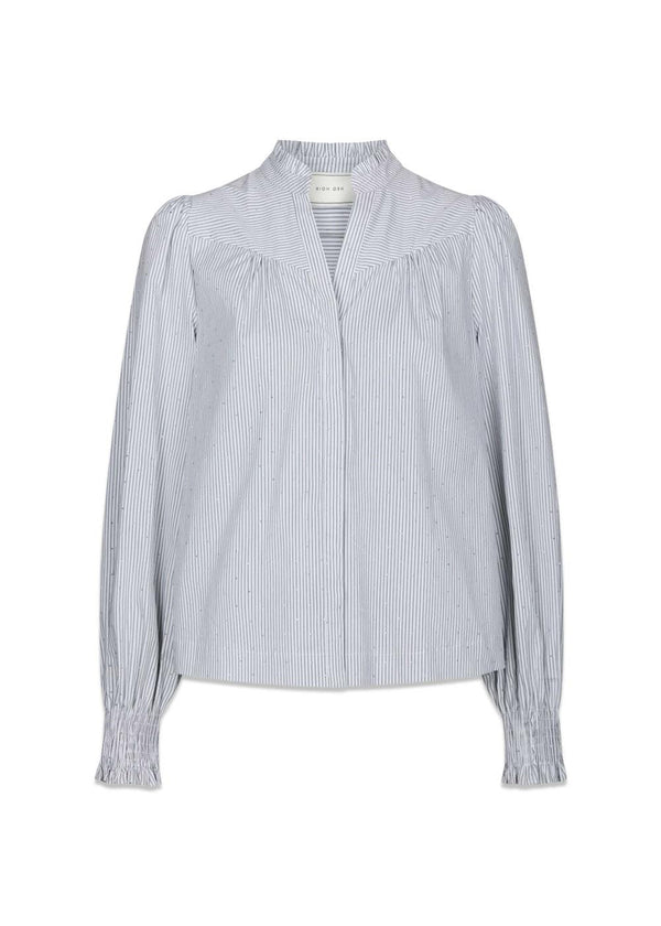 Astrida Stripe Stone Blouse - White-Blouses-Neo Noir-Butler Loftet