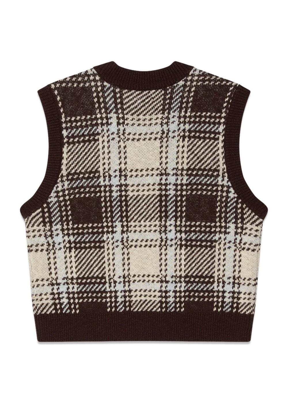 Avon Plaid Vest - Vanilla Multi-Knitwear-OBEY-Butler Loftet