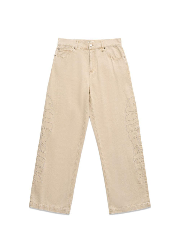 BAM WIDE FIT JEANS W/ EMBROIDERY - Faded Sand-Jeans-ALIS-Butler Loftet