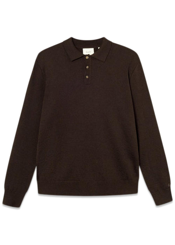 BASE MERINO POLO KNIT - Cold Brown-Knitwear-Forét-Butler Loftet