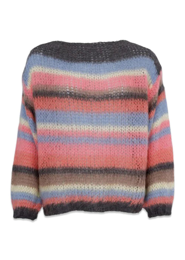 BCADRIA multi striped jumper - Soft Coral-Knitwear-Black Colour-Butler Loftet