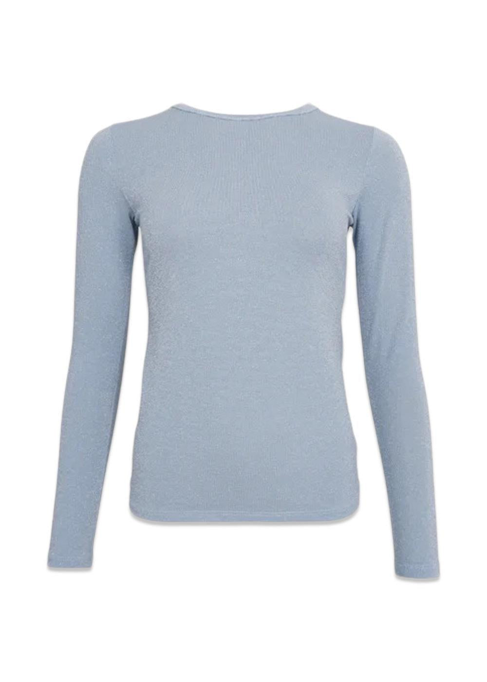 BCFAYE Lurex Blouse - Ice Blue-Blouses-Black Colour-Butler Loftet