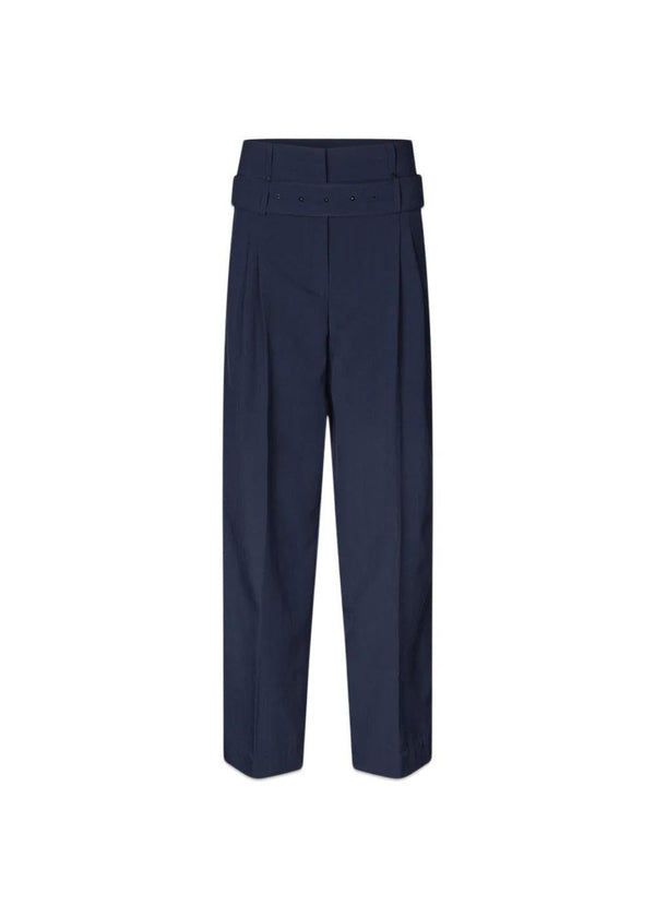 BELTED TAILORED PANTS - Dark Blue-Pants-Stine Goya-Butler Loftet
