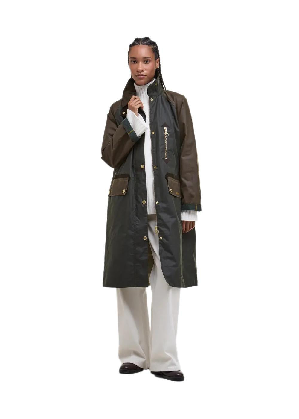 Barbour Evette Wax Jacket - Fern/Beech/Ancient Tartan-Outerwear-Barbour-Butler Loftet