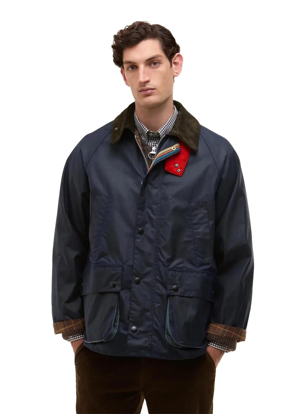 Barbour X Paul Smith Bedale Wax Jacket - Navy Blue-Outerwear-Barbour-Butler Loftet
