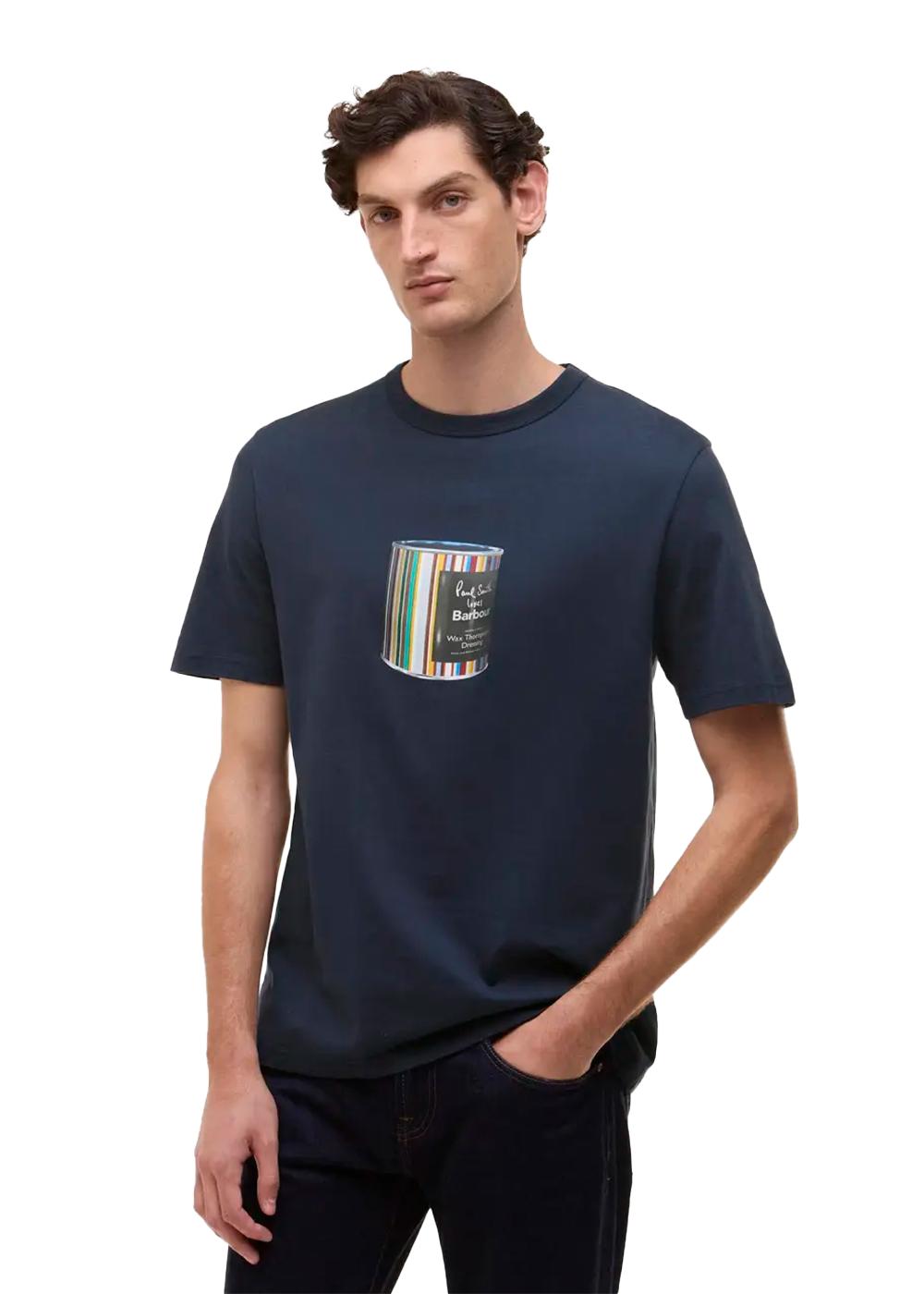 Barbour X Paul Smith Wax Can T-Shirt - Champion Blue-T-shirts-Barbour-Butler Loftet
