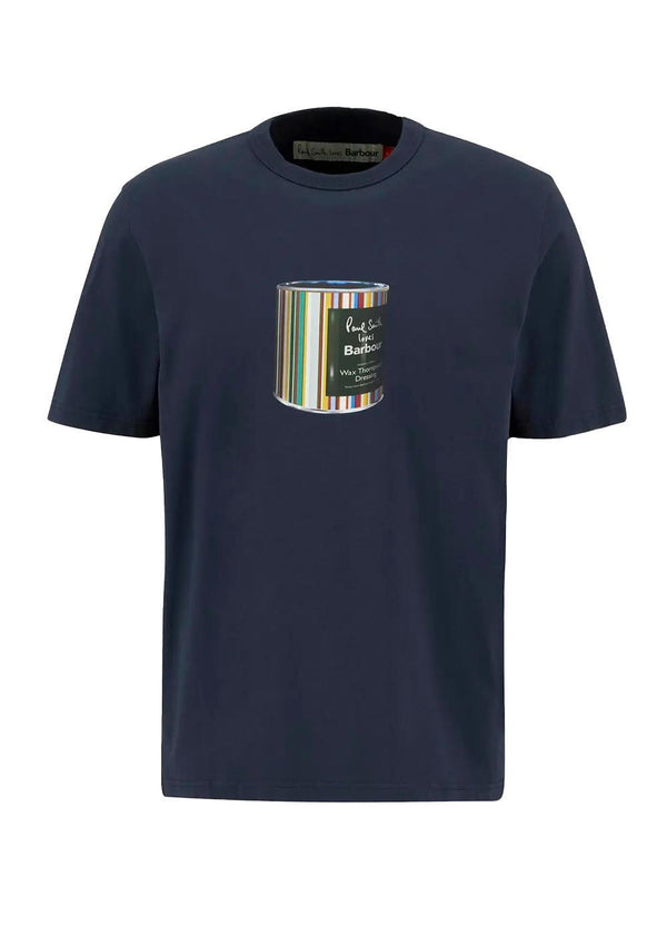Barbour X Paul Smith Wax Can T-Shirt - Champion Blue-T-shirts-Barbour-Butler Loftet