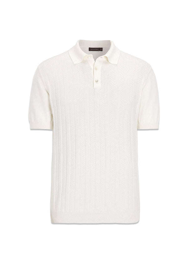 Barto Stripe Poloshirt - Snow White-Knitwear-Oscar Jacobson-Butler Loftet