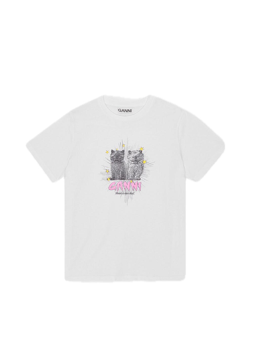 Basic Jersey Kittens Relaxed T-shirt - Bright White